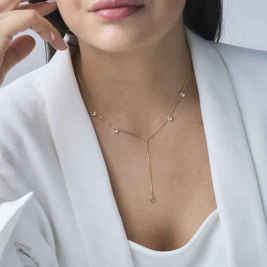 Clear Drop Necklace - Lariat Style - Leia Store