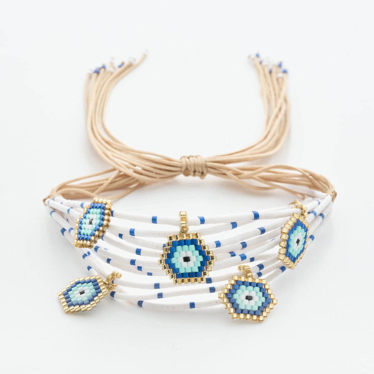 Hexa 5 Evil Eye charm Bracelet. - Leia Store