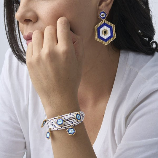 Hexa 5 Evil Eye charm Bracelet - Leia Store