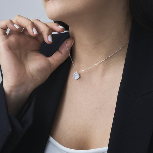 White Silver Clover Sparkle - Leia Store