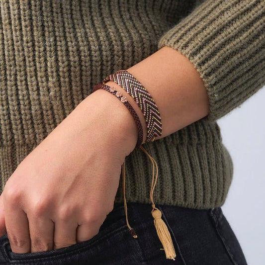Zigzag Luxe bracelet rose and coffee - Leia Store