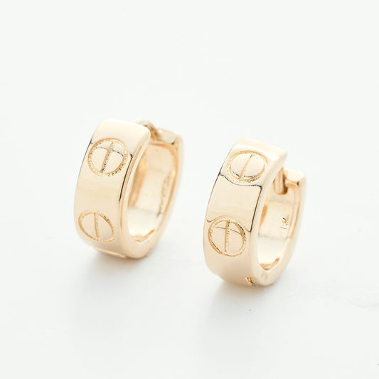 Classic Screw Design Huggie Hoops