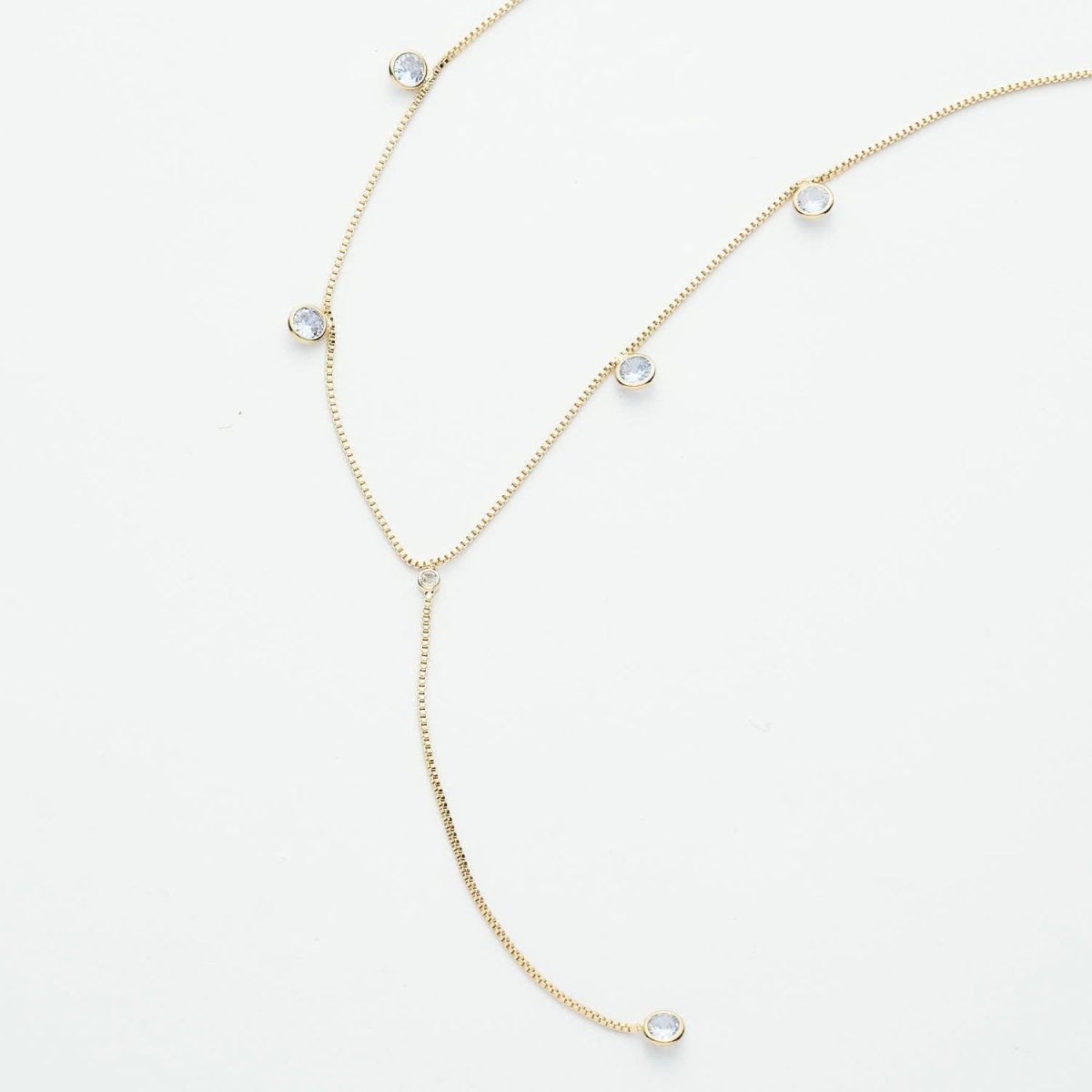 Clear Drop Necklace - Lariat Style - Leia Store