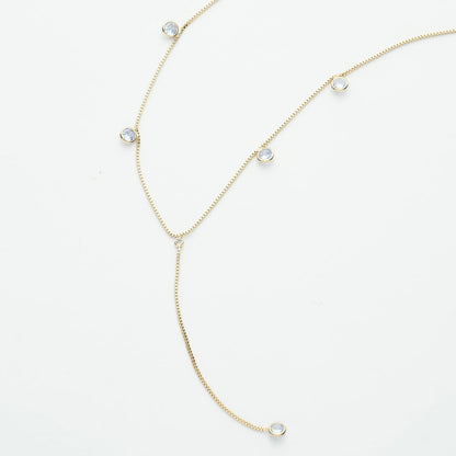 Clear Drop Necklace - Lariat Style - Leia Store