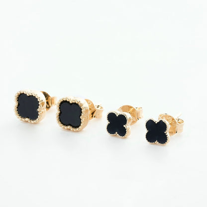 Matte Black & Gold Clover Set - Leia Store