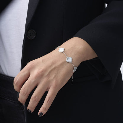 White Silver Clover Sparkle Bracelet - Leia Store